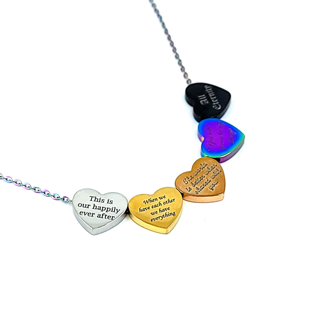 Custom engraved heart pendant in stainless steel with up to 42 characters
