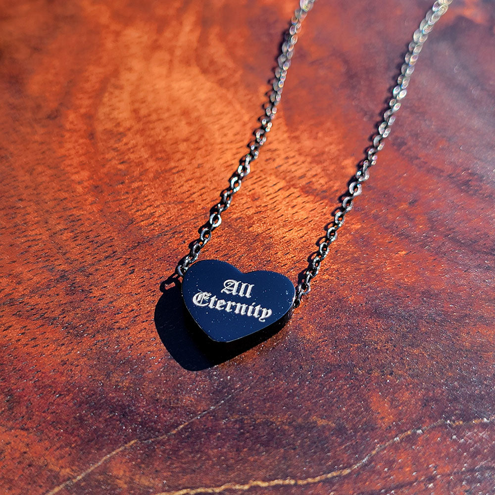 Heart pendant in stainless steel engraved with All Eternity