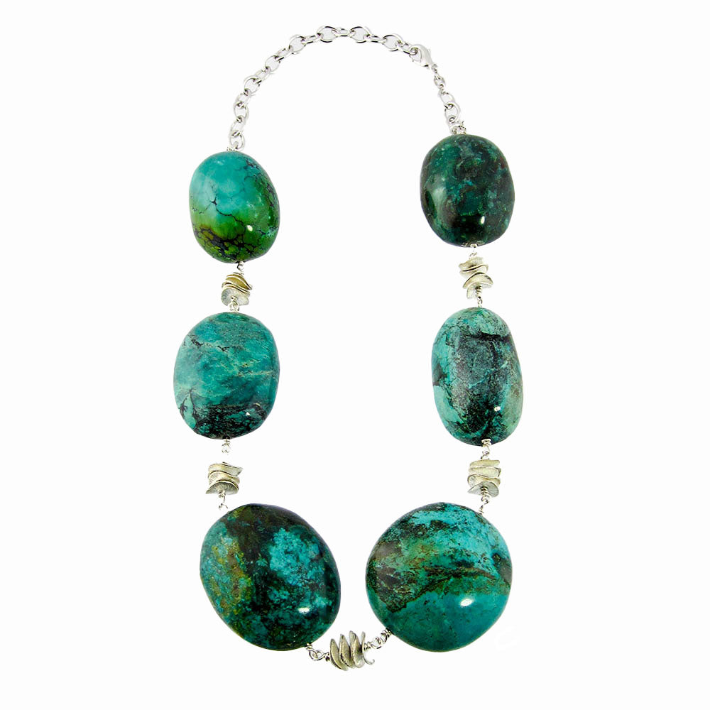 Turquoise Nugget Sterling Silver Necklace