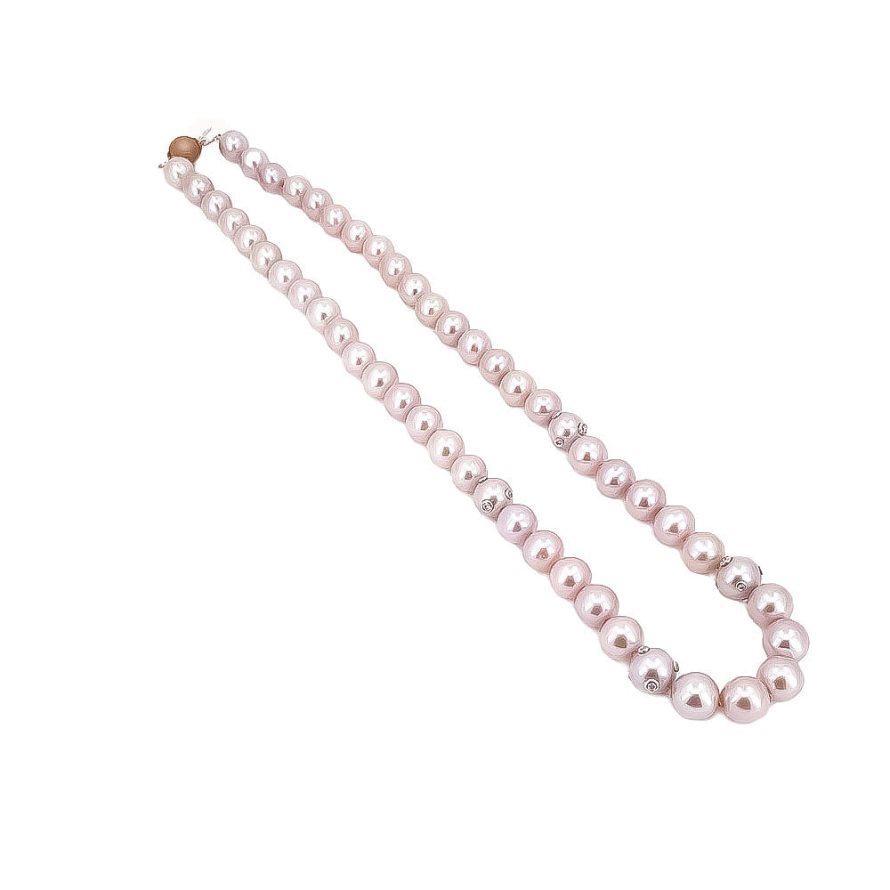 Freshwater Pink Pearl Diamond Necklace