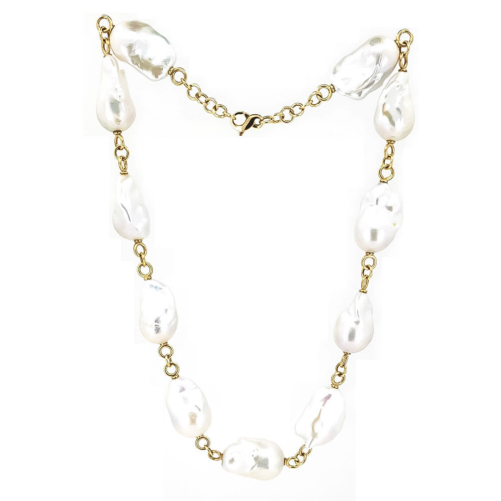 Double Strand Baroque Pearl Necklace with Dazzling Clasp