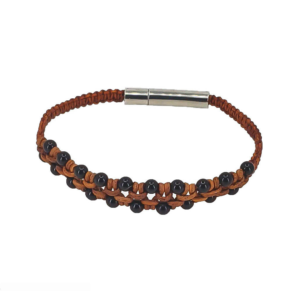 Onyx Leather Bracelet