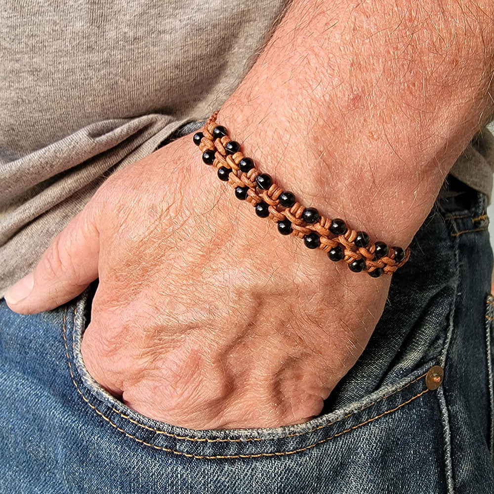 Onyx Leather Bracelet
