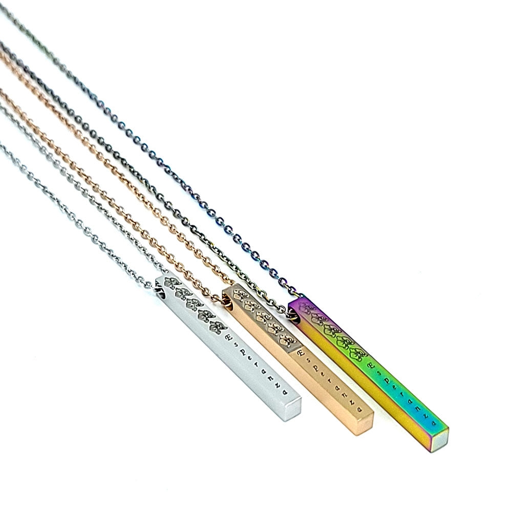 Orchid Engraved Vertical Bar Pendant