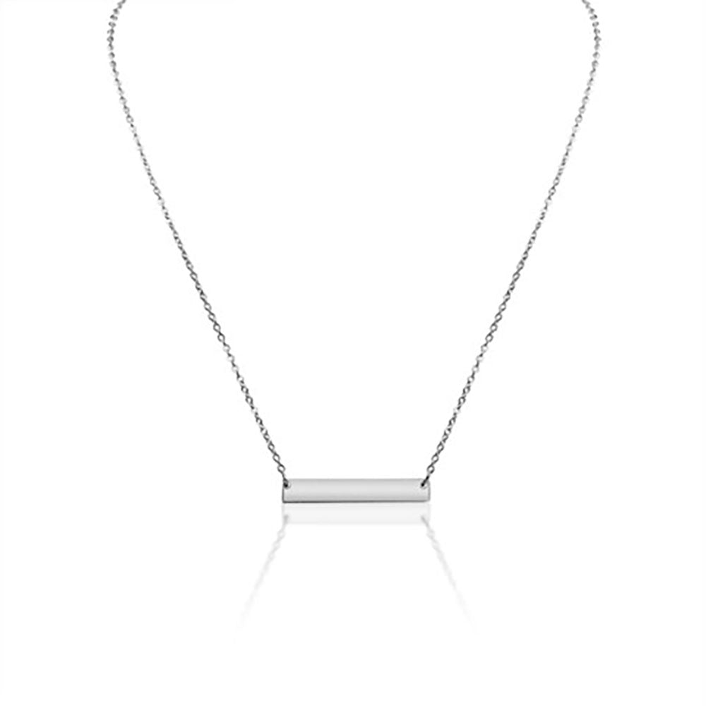 Maile Leaf Engraved Horizontal Bar Pendant – Symbol of Honor