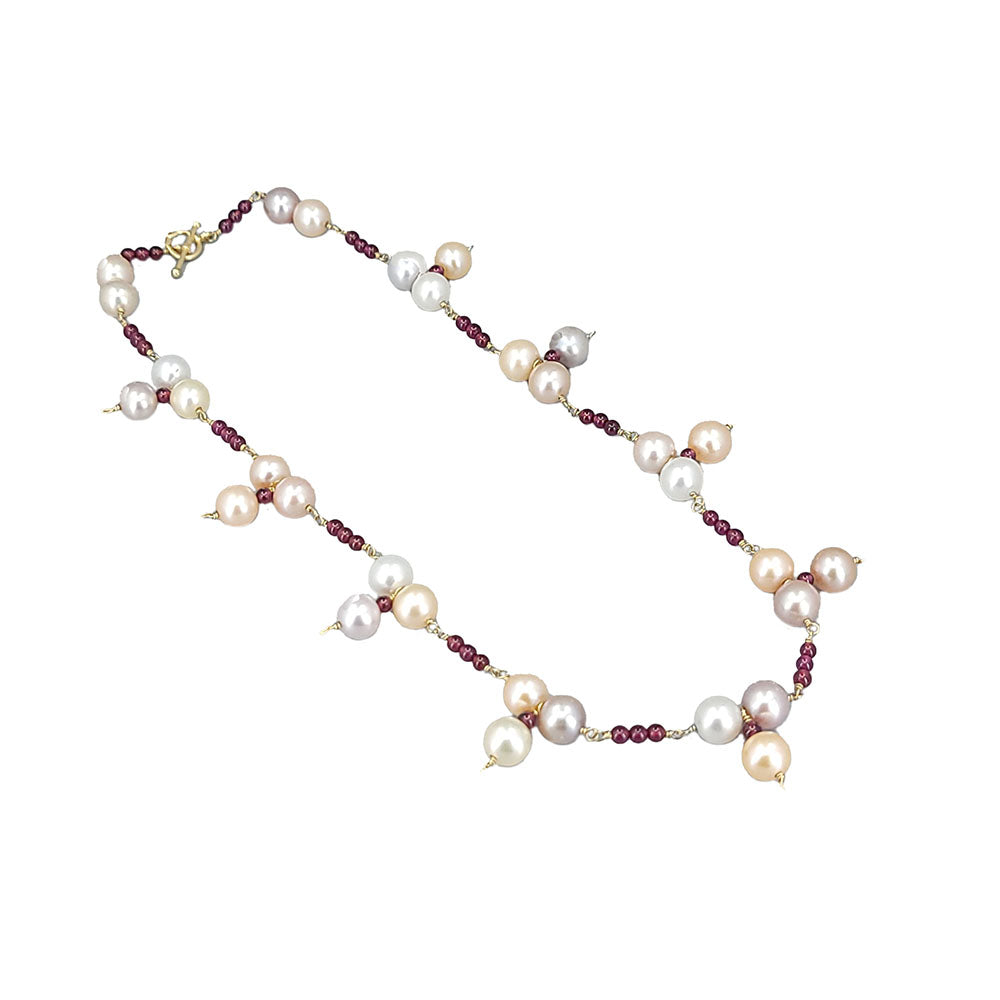 Freshwater Pearl Garnet Necklace