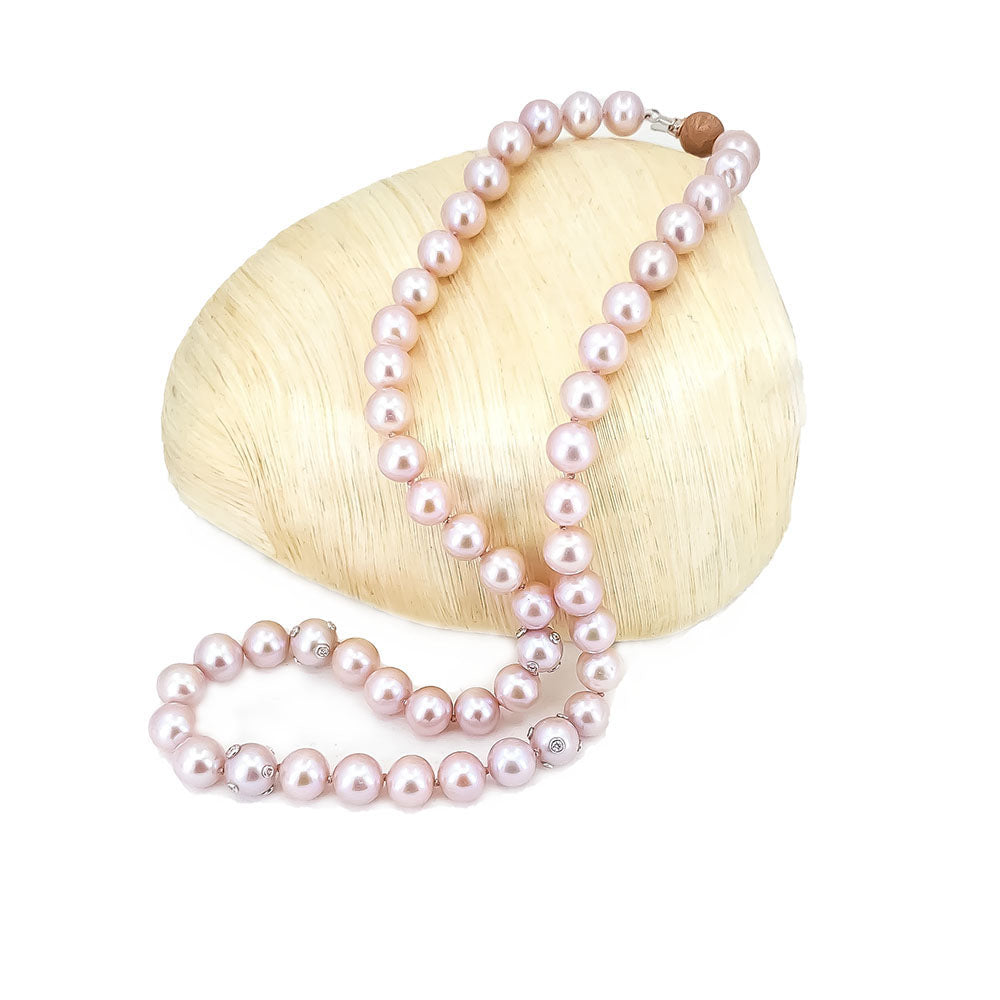 Freshwater Pink Pearl Diamond Necklace
