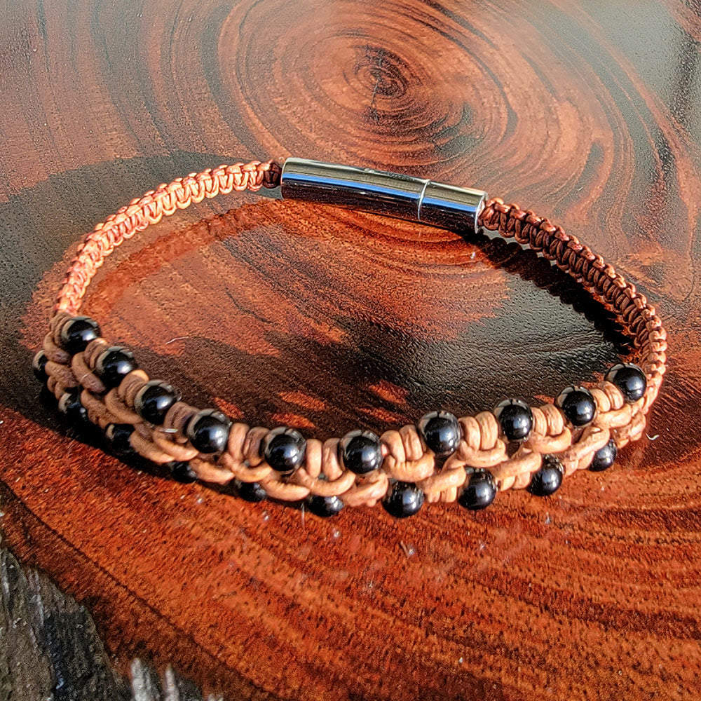 Onyx Leather Bracelet
