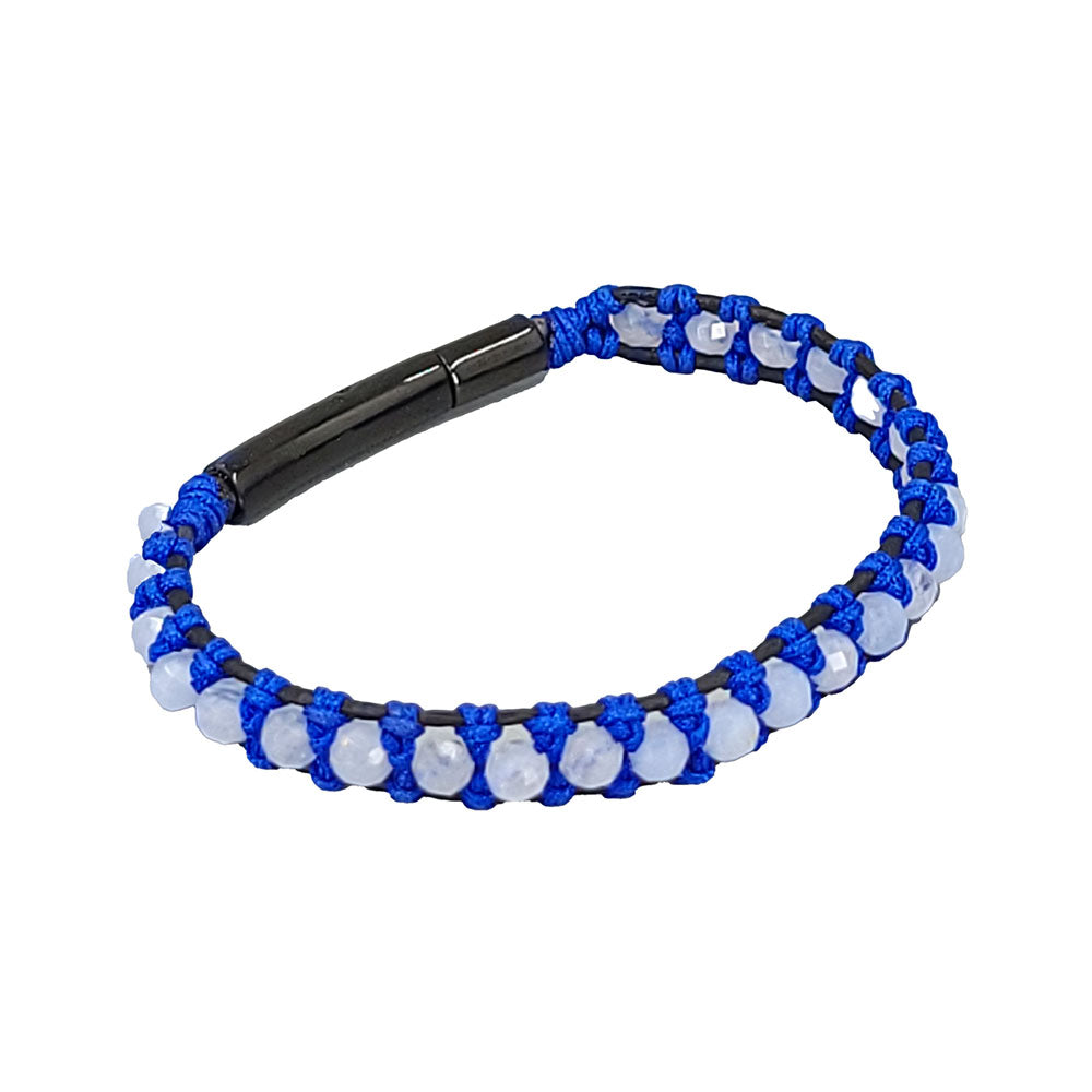 Blue Lace Agate Leather Bracelet