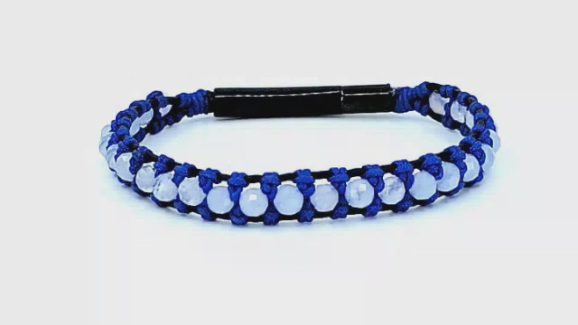 Blue Lace Agate Leather Bracelet